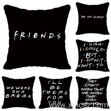 Black Letters Printed Customized Cushion Cover